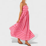 Isabel - Vestido comprido às riscas