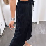 Maia | Calças Plissadas Pretas — Conforto Leve, Corte Fluido