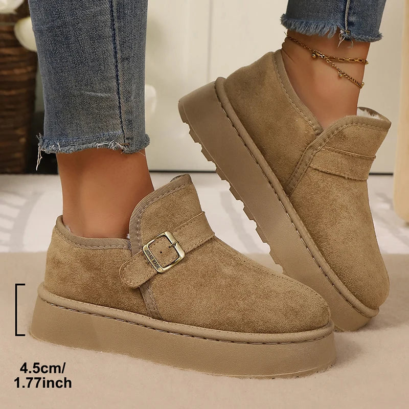 Aurora | Botas com plataforma em camurça sintética com forro quente e sola ouvida 