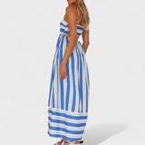 Isabel - Vestido comprido às riscas