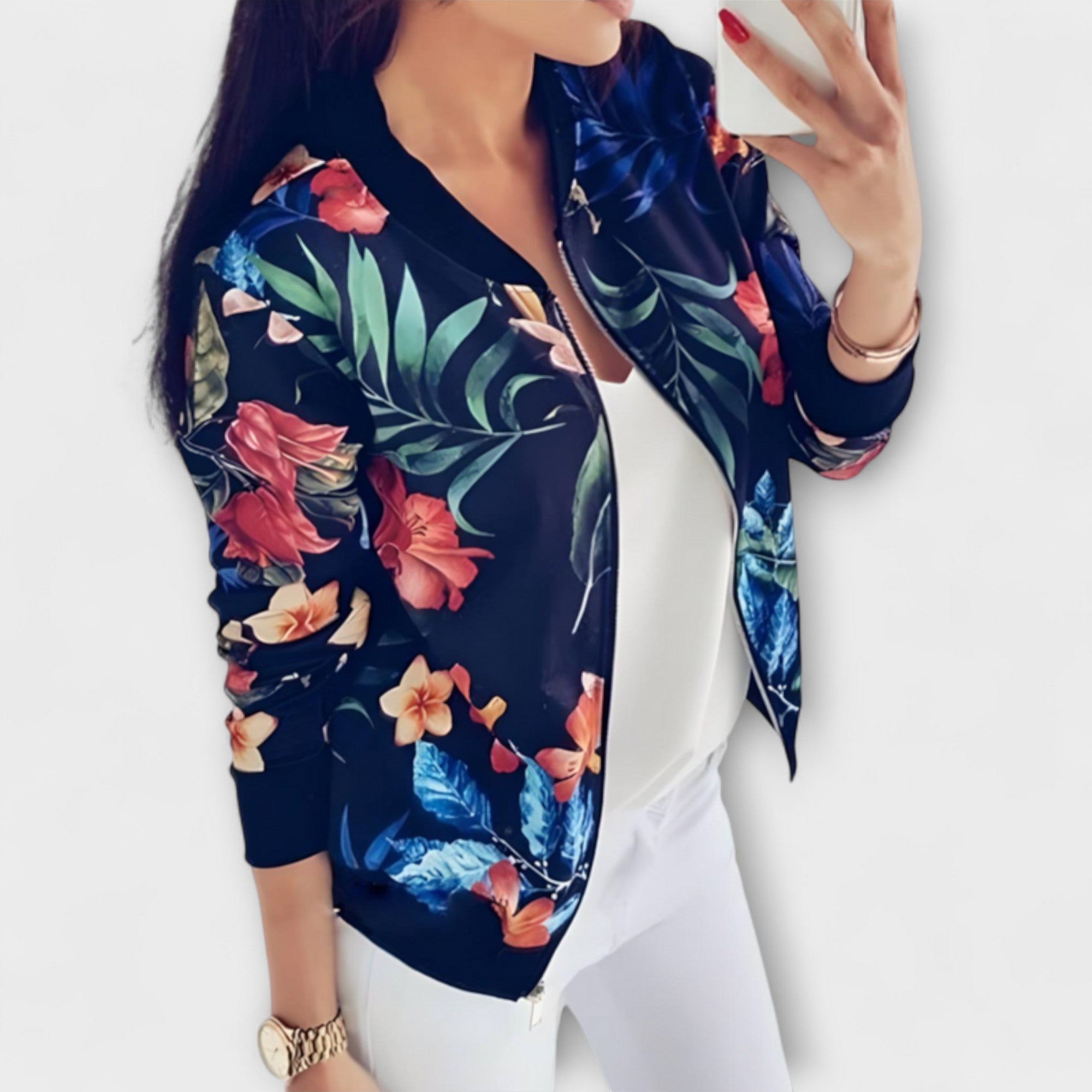 Andreia - Elegante casaco bomber com padrão floral